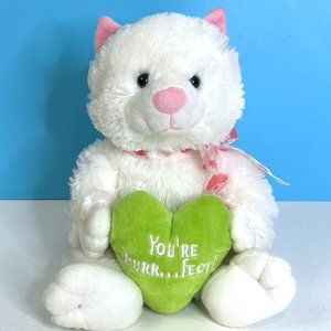 RARE Sound N Light Cat YOU'RE PURR FECT‎ Love Heart 14" Plush Stuffed Animal Toy